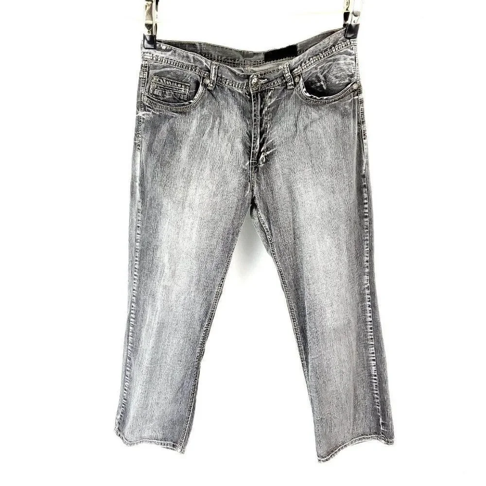 TK Axel Jeans Cotton‎ Denim Gray Mid Rise 39/30 Stone Washed Relaxed Straight